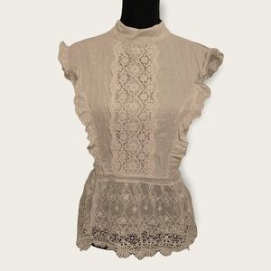 Brand New Shop Kultivate White Lace backless top, size large NWT